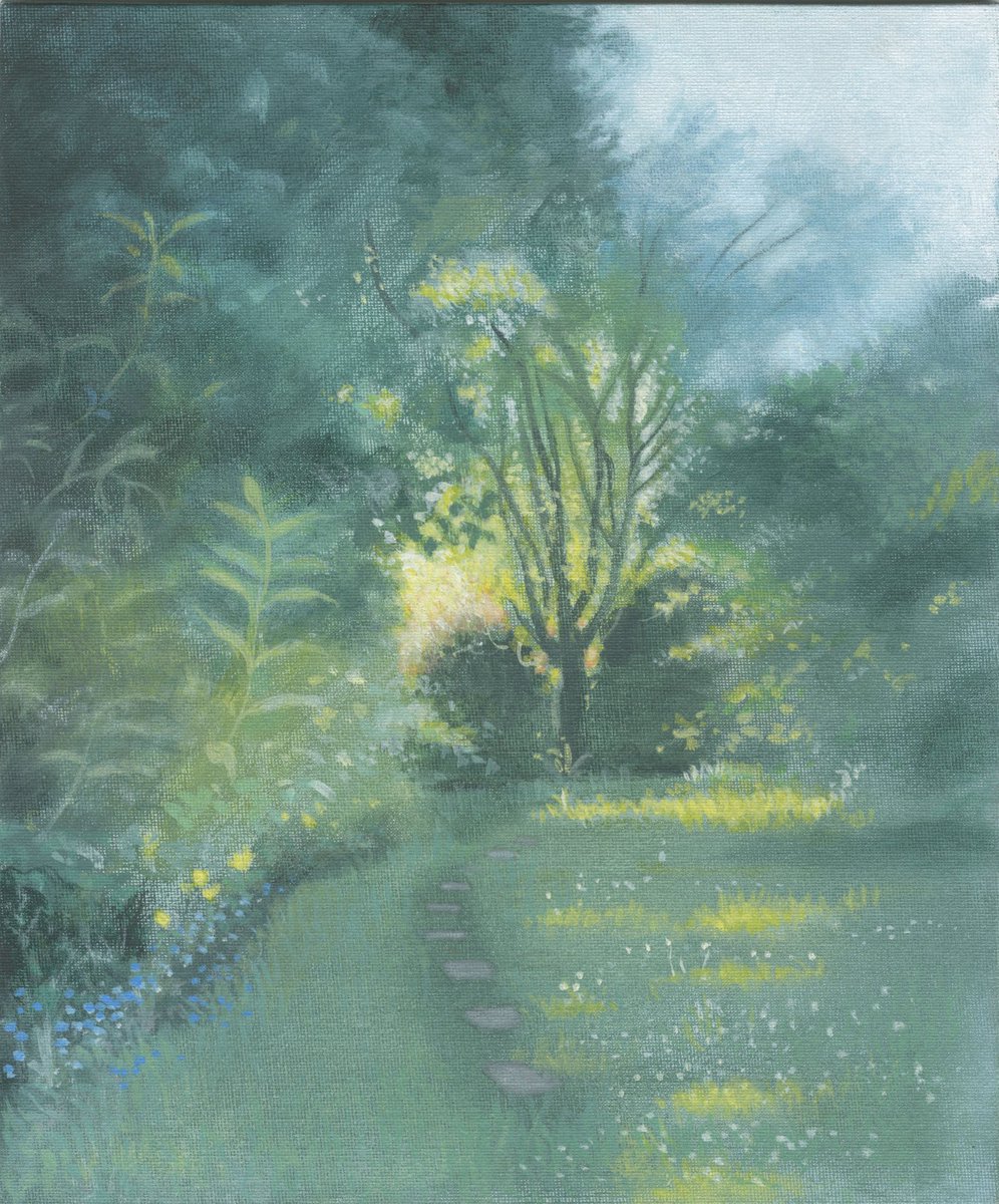 May Morning in the Garden St Margarets: acrylic on canvas 2023