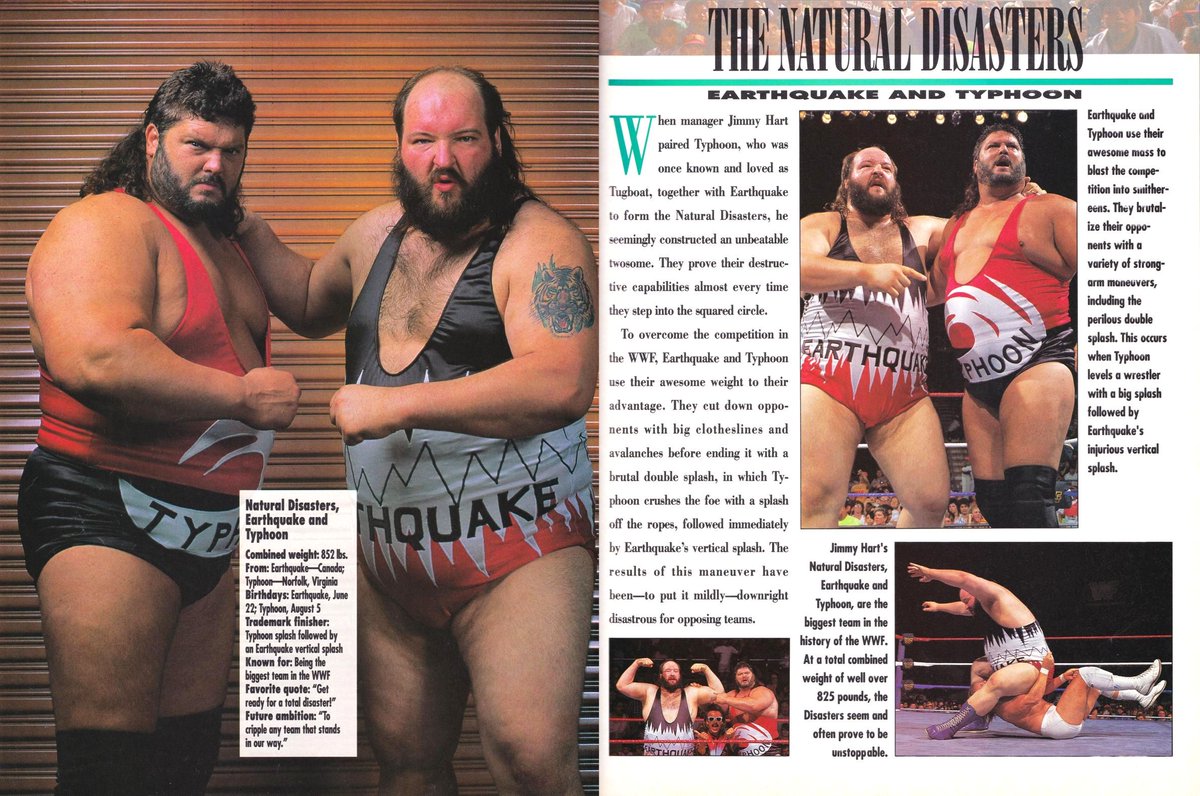Profile of the Natural Disasters from the 1991 WWF Superstars VI Magazine! #WWF #WWE #Wrestling #Typhoon #Earthquake #NaturalDisasters