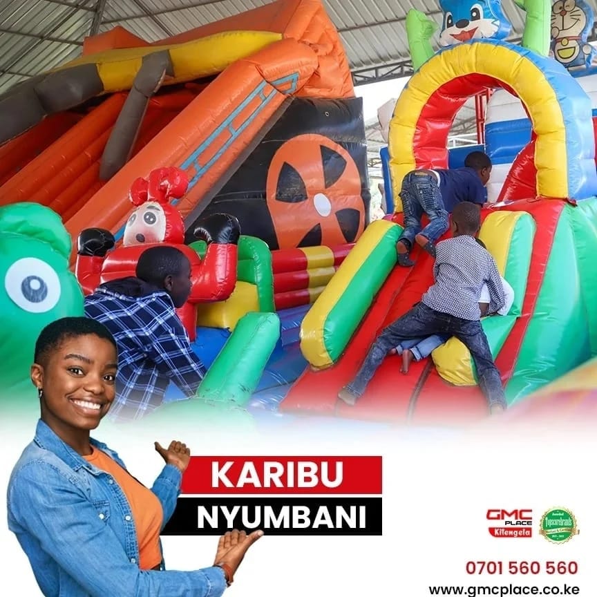 This weekend, Allow them to come and have a good time at our bouncing castles, swimming pool, playhouse, trampoline, kiddies cars Cars, merry go round, and so much more. For more information call us on 0701 560 560 #KaribuGMCKitengela