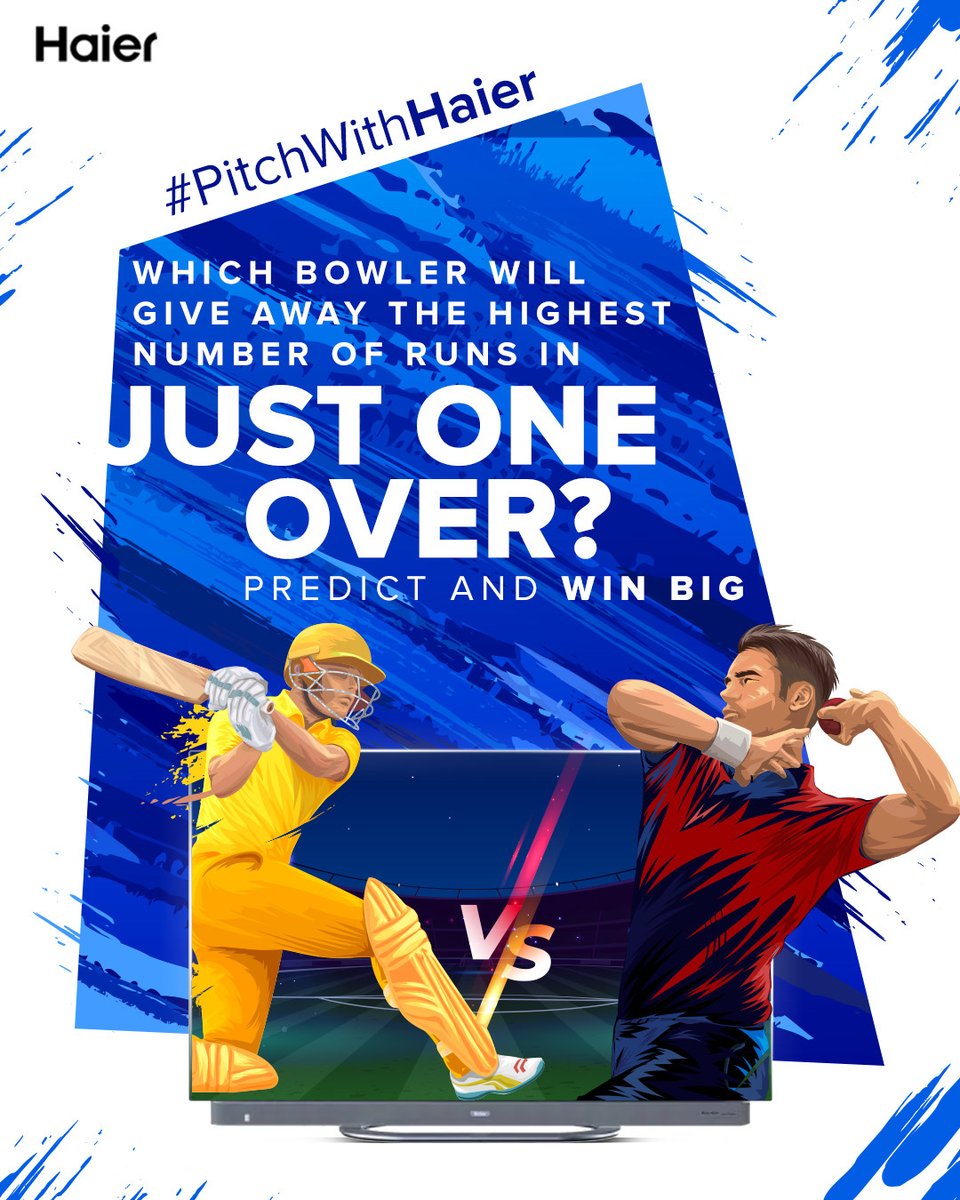 #ContestAlert Think you know your IPL bowlers? Predict who is most likely to give up a lot of runs in one over! Get it right and take your chance to be a winner. Contest Rules- 1️⃣ Follow @IndiaHaier 2️⃣ Tag 3 people and make sure they follow @IndiaHaier