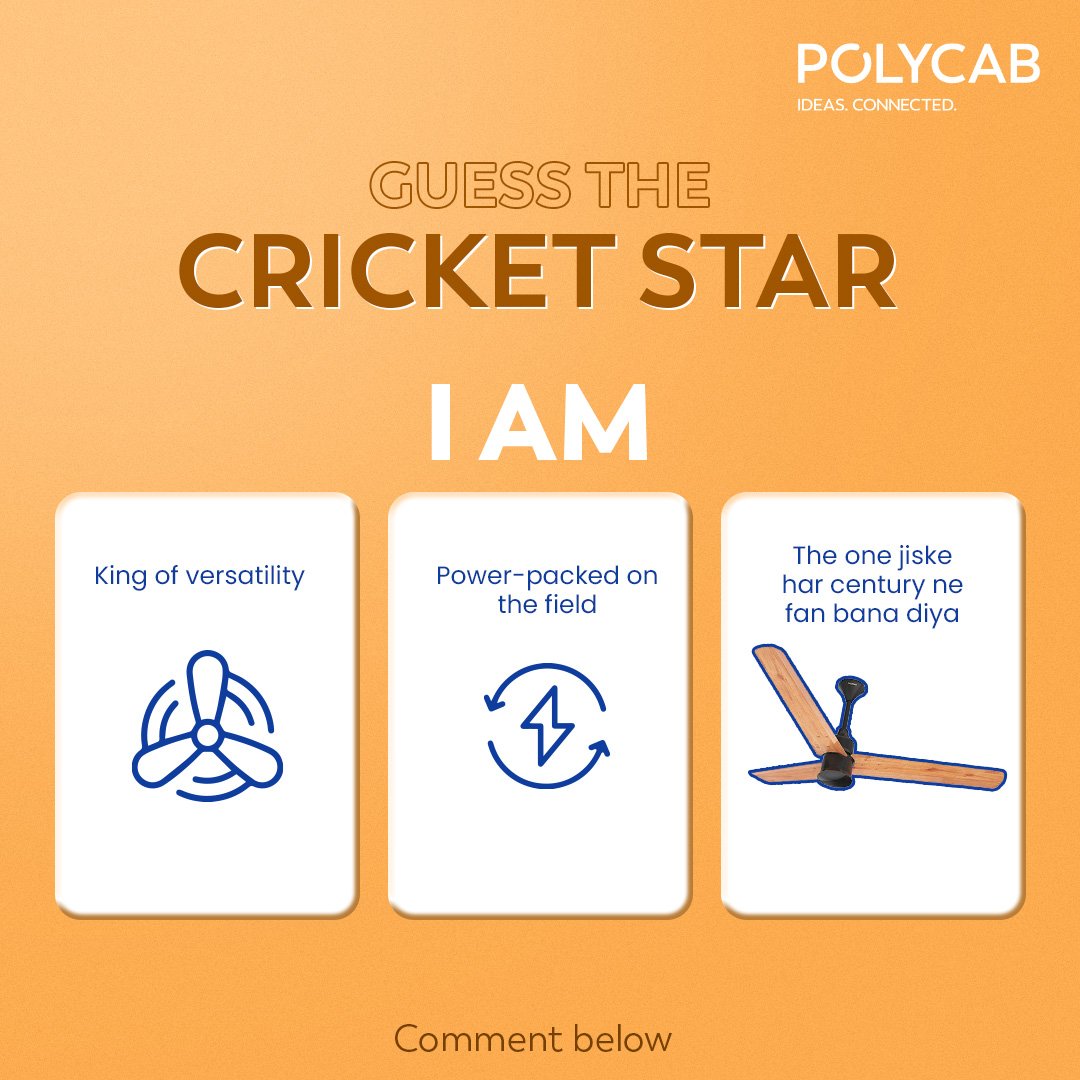 Ready to hit it out of the park? Put your cricket knowledge to the test and guess the cricket star! Match the clues and reveal the ultimate fan favorite below! Visit: bit.ly/3QGqrtY #Polycab #IdeasConnected #Cricket #T20 #PolycabSilencioMini