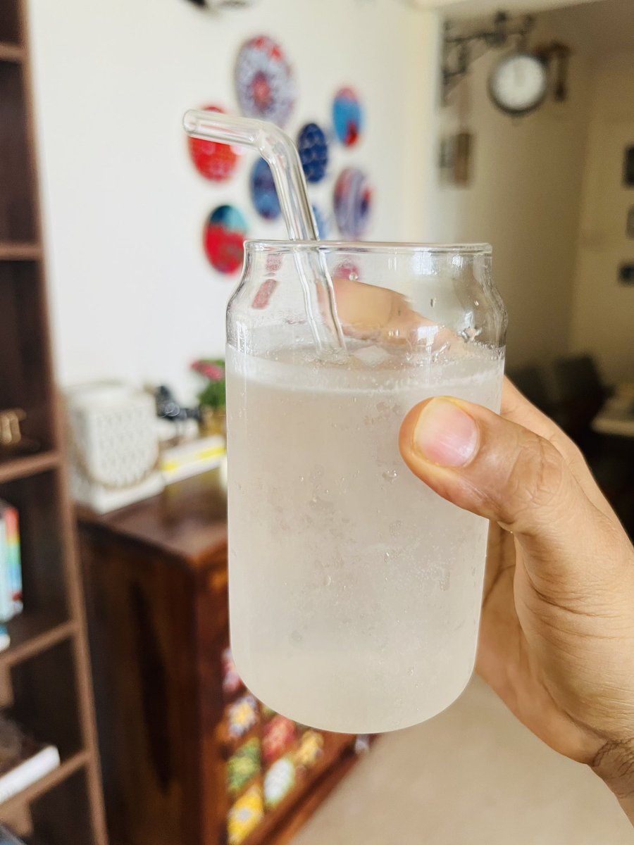 Water/ Soda water 
3/4th lime 
Black salt 
A little bit of grated ginger 
2 mini scoops of sugar free natura (sucralose) (Gives the sweetness of 2 spoons of sugar) 
Strain it 

Lovely zero calorie summer drink 😻