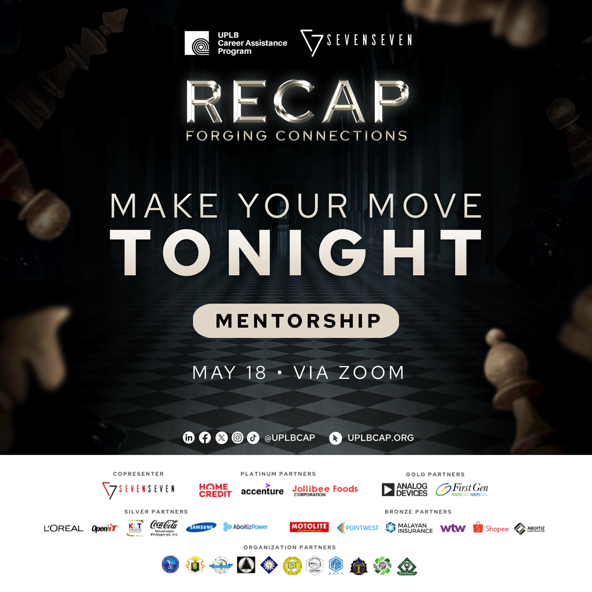 uplbcap's tweet photo. Secure the first-mover advantage! โ๏ธ
Join us TODAY at 5PM via Zoom to kick off Recap 2024: Forging Connections ๐ค
๐Register here: https://t.co/CXmIwswKTq
#ReCAP2024
#ForgeConnections
#ExperienceUPLBCAP https://t.co/pLNfKA9f8n
