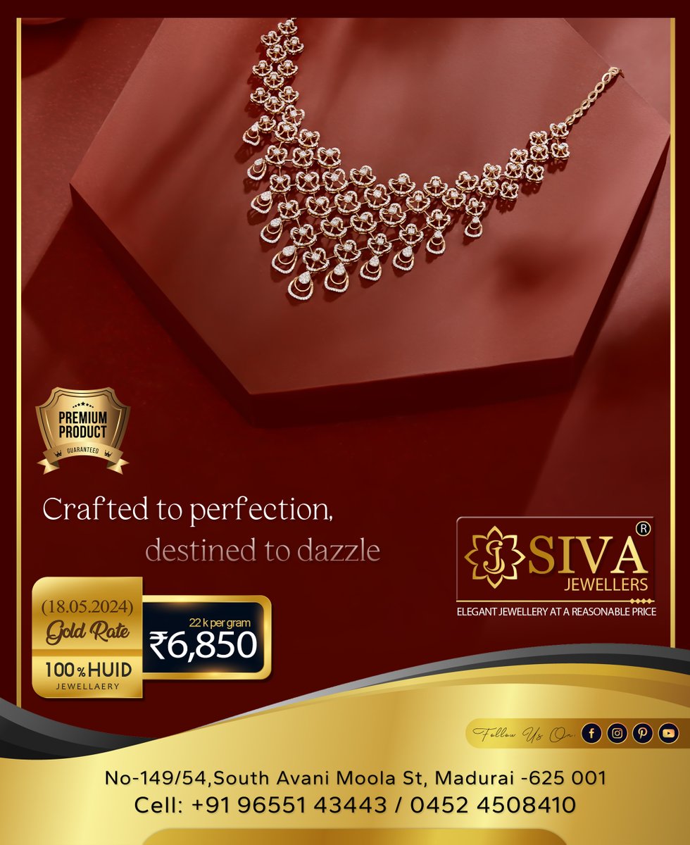 Grand Wedding Necklace Collections Madurai Gold Rate Today 22K Per Gram Rs 6,850 SIVA JEWELLERS MADURAI 📞9655143443 bit.ly/SivaJewel #jewelleryshopMadurai #goldjewellery #trending #offer #jewellerydesign #Necklace #diamonds #diamondnecklace