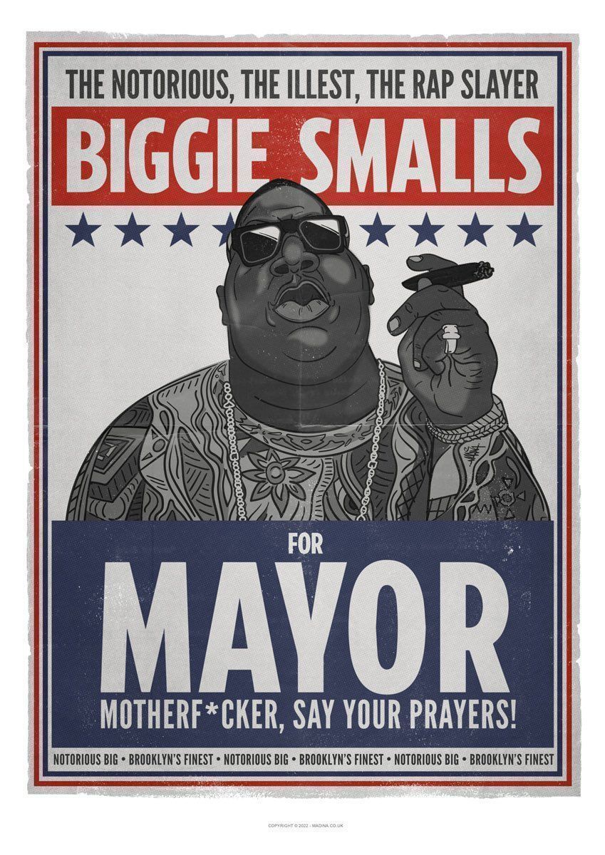 CLEARANCE SALE! NOW UP TO 50% OFF - LOW STOCK! Biggie Smalls for Mayor T-Shirt – Black and Grey Click here >> madina.co.uk/shop/latest/bi… “Biggie Smalls for mayor, the rap slayer The hooker layer, motherfucker, say your prayers!” Dead Wrong