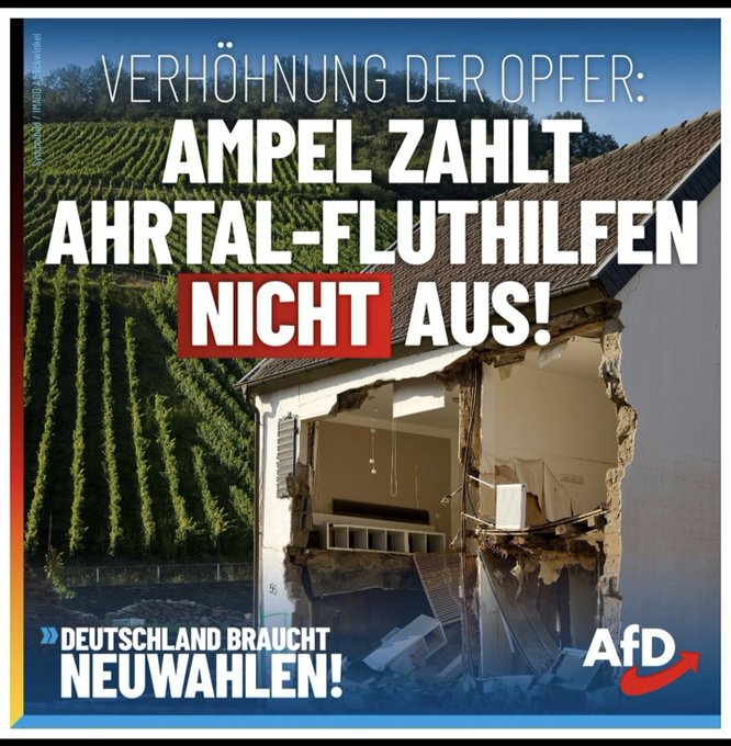 #Saarland, schnelle Hilfe und so- Ahrtal
Wenn die #Europawahl24, die LTWs vorbei sind, ist der #Ampel das Volk wieder egal!
#DeshalbAfD