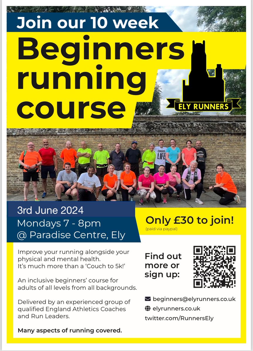 There’s still time to sign up for our #running course for true beginners! We are friendly and no-one gets left behind! beginners@elyrunners.co.uk @SpottedInEly @visitely @ElyIslandPie @elystandard @__Fenners__