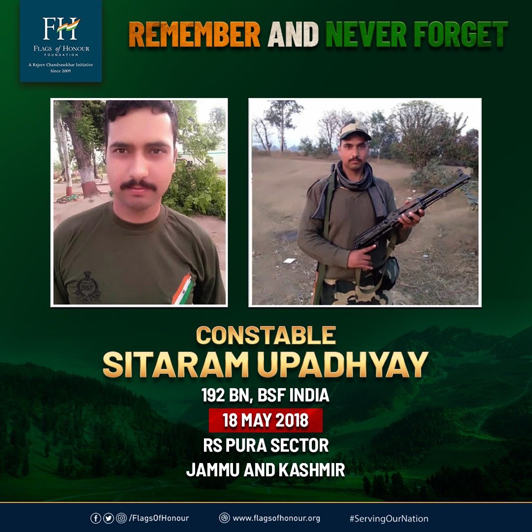 Constable Sitaram Upadhyay, 192 BN @BSF_India laid down his life in a ceasefire violation by Pakistan in RS Pura Sector, J&K, #OnThisDay May 18 in 2018. #RememberAndNeverForget his supreme sacrifice #ServingOurNation