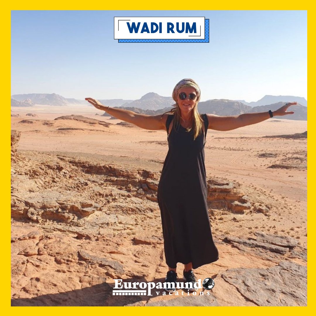Wadi Rum: Jordan's desert gem. A mesmerizing landscape of sandstone mountains, ancient history, and Bedouin culture. Let Europamundo unveil its wonders! 🐪🏜️ #WadiRum #EuropamundoTours