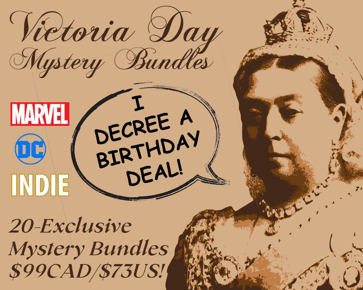 👑Victoria Day Mystery Bundles at tinyurl.com/CKC-bundles ONLY $99CAD/$73USD for 20 exclusives until 11:59pmPDT Monday!
#comickingdomcreative #comickingdomrules #victoriaday #victoriadaysale #exclusivecomic #limitedprintrun #mysterybundle