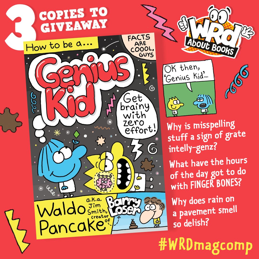We have 3 HILARIOUS (& FACTASTIC) copies of #HowToBeAGeniusKid by @waldopancake aka @JimSmithBooks to #Win Do you want to get brainy with zero effort? Then you NEED this brilliantly clever graphic novel… Fact! ⚡️🧠⚡️ RT/Flw by May 24 to enter @FaberChildrens #WRDMagComp