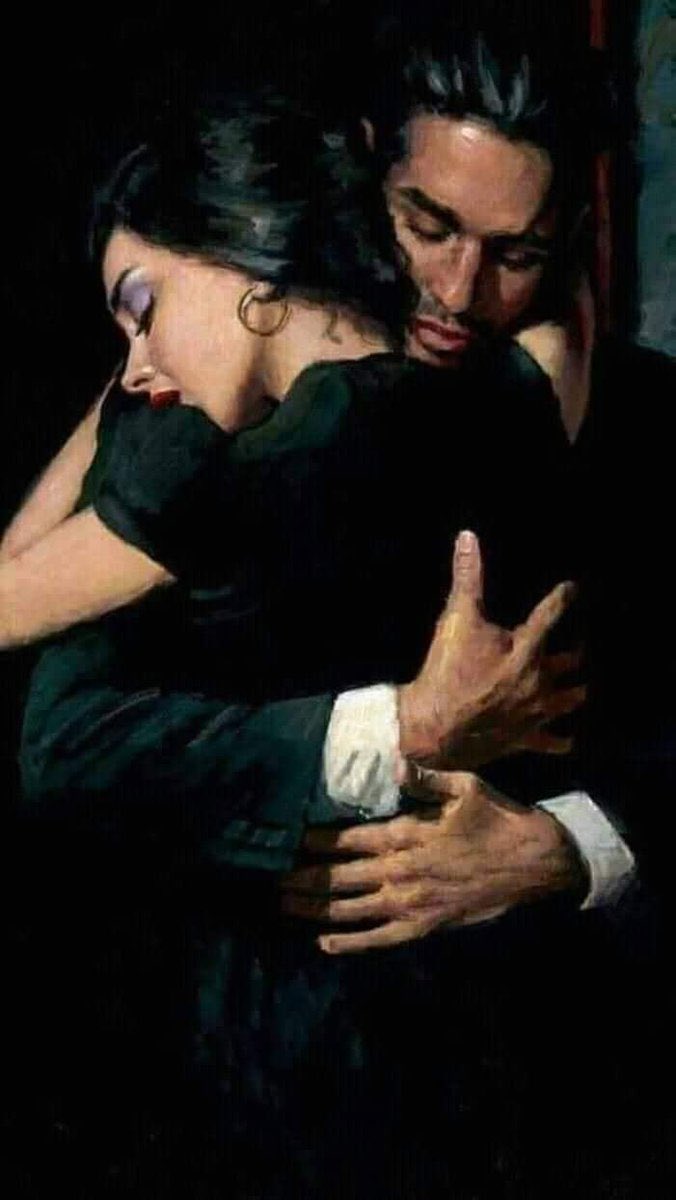 The difference between “Hello” and “Goodbye”. Painting by  Fabian Perez.