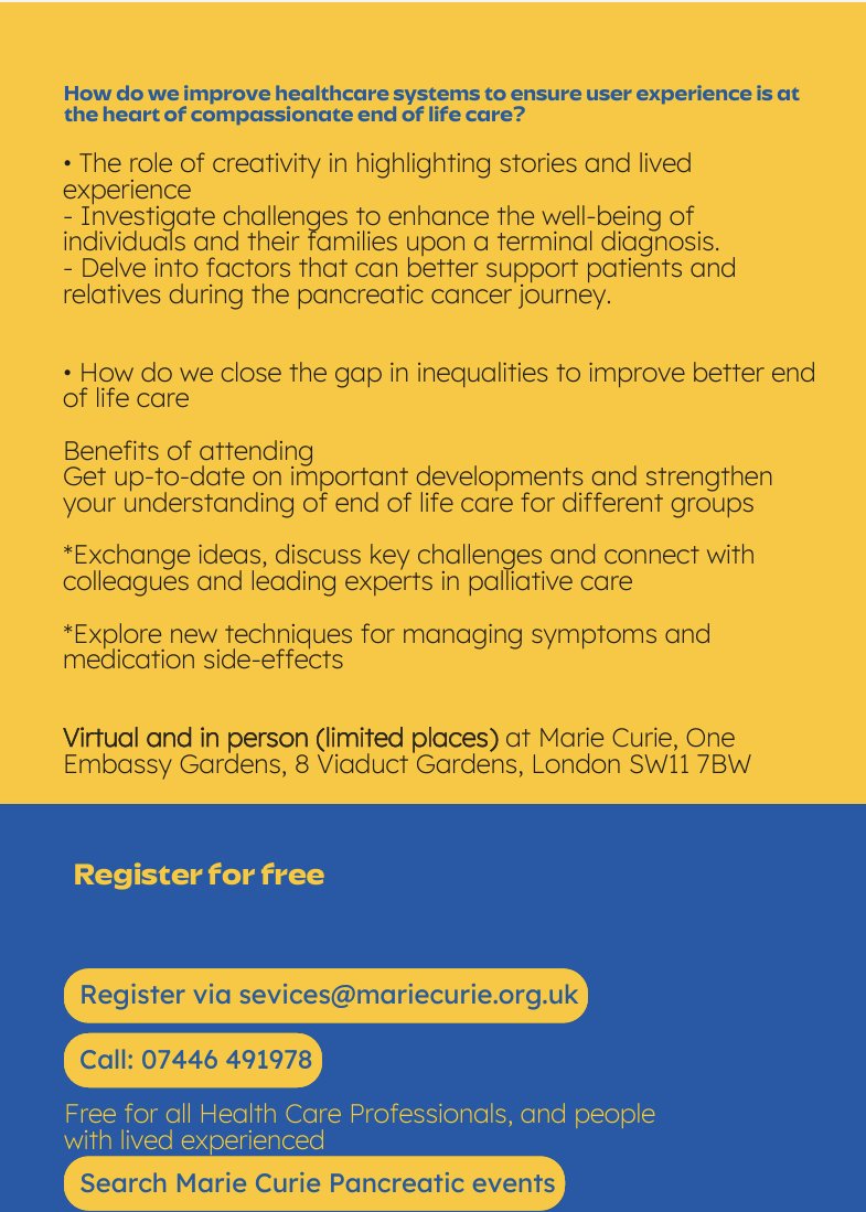 If you are interested in improving compassionate person & family centred care this is the FREE conference for you Join myself @mariecurieuk @PancreaticCanUK & a plethora of speakers for a day of discussion/workshops book your place here #sethslegacy bit.ly/4afJUt2