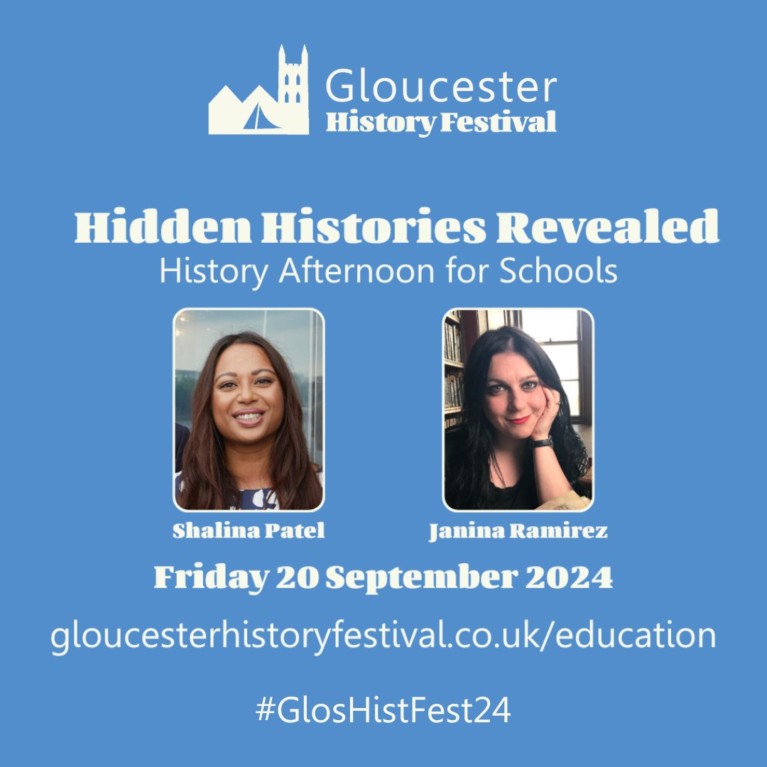 Our history afternoon for schools is back for the Autumn Festival. Join @DrJaninaRamirez & @Ms_PatelHistory as they tell the stories of 4 extraordinary women. For GCSE & ALevel. Tickets are FREE, booking now open gloucesterhistoryfestival.co.uk/education/ #GlosHistFest24 @iconsbooks @histassoc