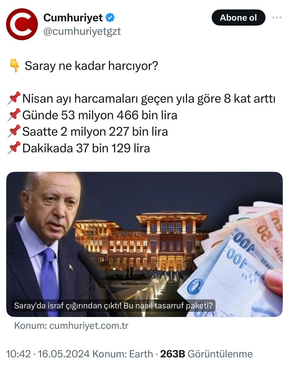 Tasarruf !? Dakikada 37 bin 129 lira harcıyor !