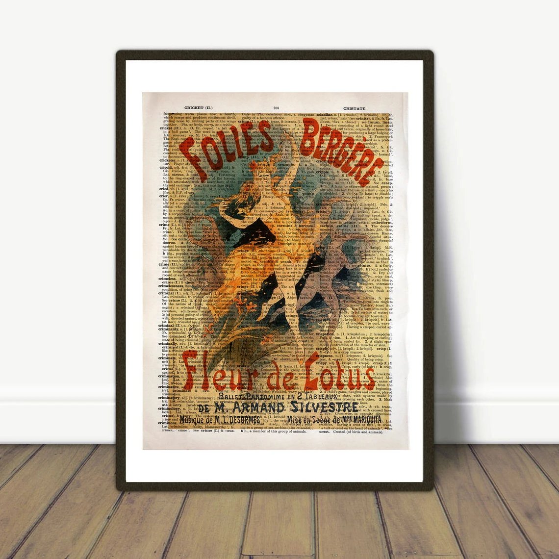 Folies Bergere Fleur de Lotus - Poster #Literary #Gift, #ArtNouveau, Real #Vintage Page, Dictionary, #Dancer Poster, Vintage Poster, theatrical etsy.me/44McNMp via @Etsy