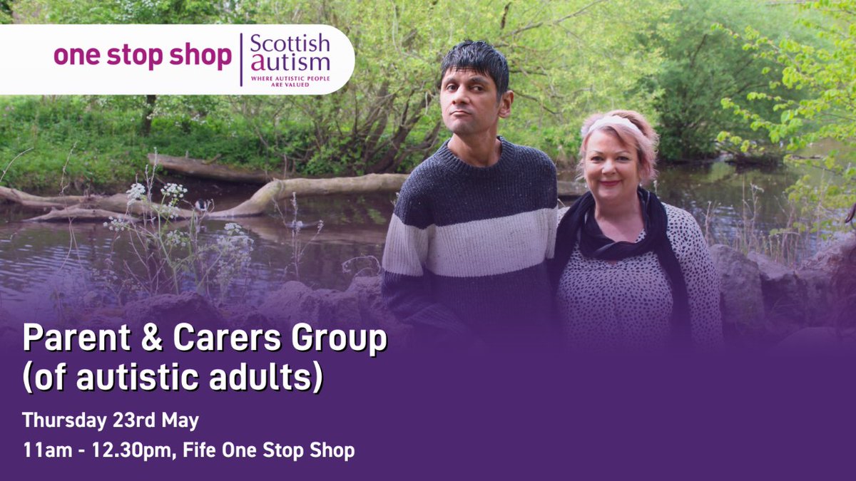 Are you a parent or carer of an autistic adult living in Fife? Come along to our Parent & Carers (of autistic adults) Group at our Fife One Stop Shop that offers a space for support & discussion.  📅23rd May ⏲11am - 12.30pm  📲 Book & find out more: scottishautism.org/events/fife-on…
