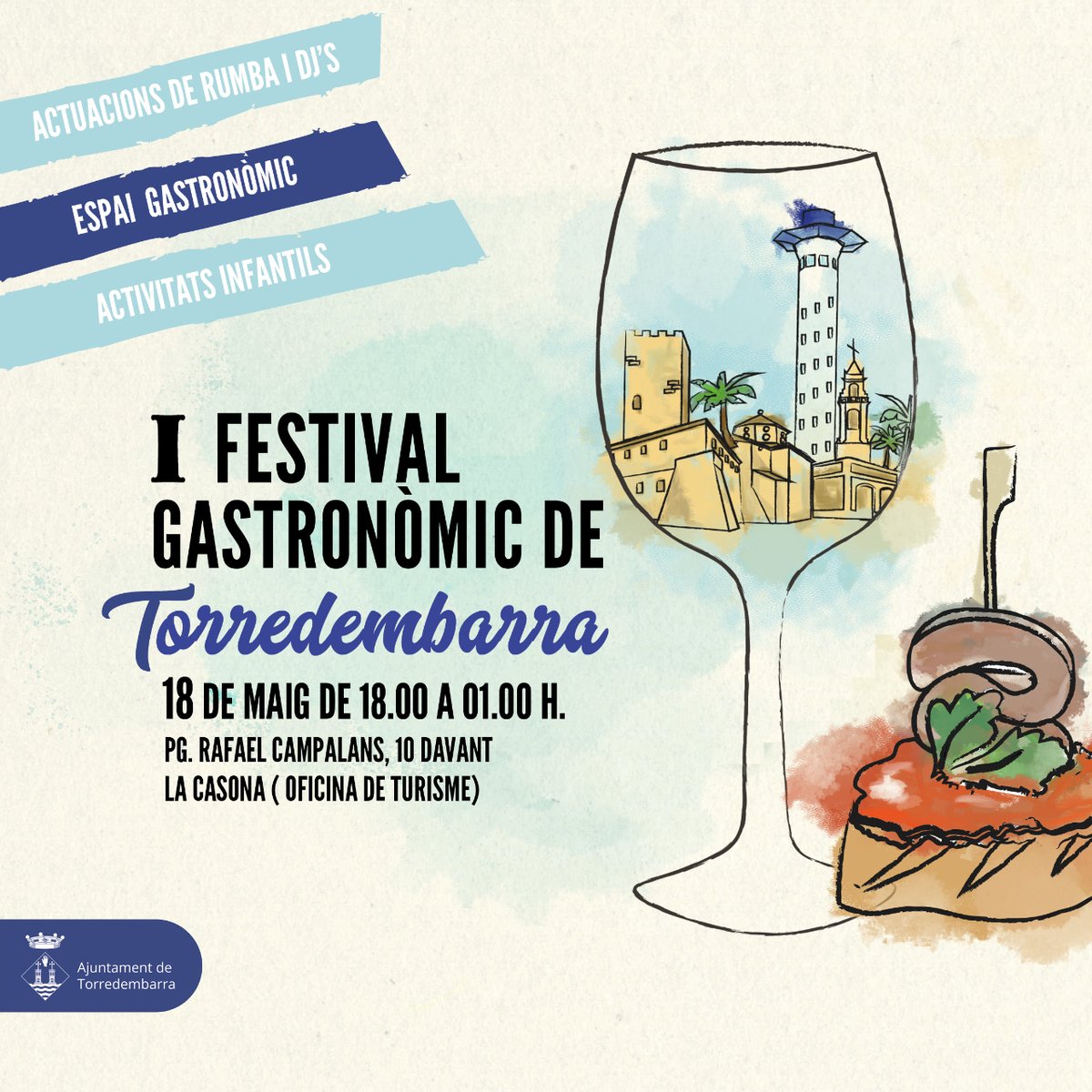 🍴 #Bondia| Avui ➡ Primer Festival Gastronòmic de #Torredembarra 👉🏼 degustació de tapes amb la participació de 17 establiments, música i activitats infantils. 🕕📍 De 18 a 01 h, al pg. Rafael Campalans. Llegiu la notícia al web 🔗 shar.es/agsTYH