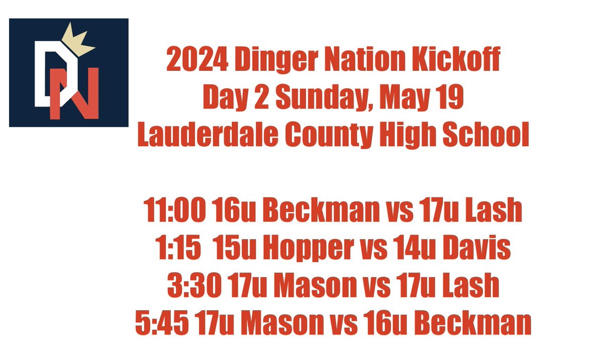Come out to Mars Hill on Saturday and Lauderdale County on Sunday to watch some of the top baseball players in North Alabama, North Mississippi, and Southern Tennessee get started with their Summer Season #dingernation⚾️