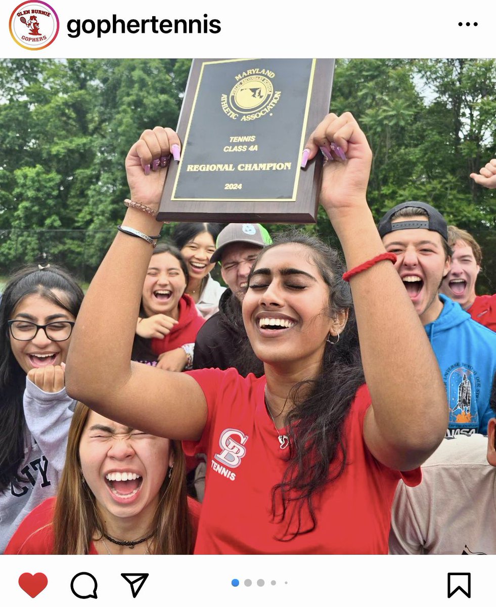 Yes 🙌🏼 🧡!! Tennis 4A Regional Champions 🏆 2024!! Amazing Job to all my team mates and Coaches 🎊! Congratulations Everyone 🎊!! <a href="/gopherathletics/">Glen Burnie Gophers</a>