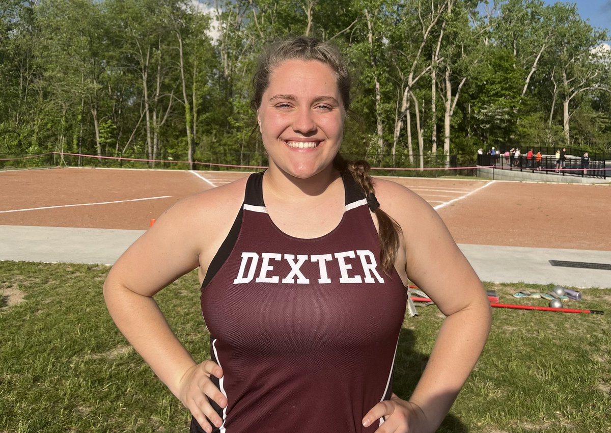 The State Qualifiers just keep rolling in! Lily Burns with a 2nd place In the shot put!! #DexterTrackArmy
