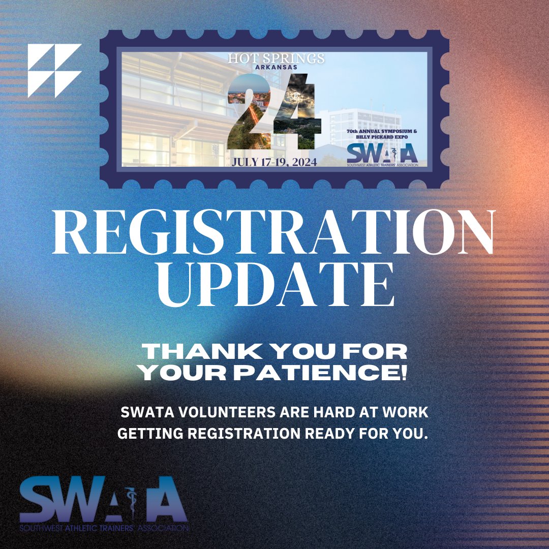 Registration Update: SWATA volunteers are hard at work getting registration ready to open. In the mean time, please visit the page below for the agenda, pre-conference AATA, welcome reception, professional program add-ons, &amp; more! 🔗 here: events.swata.org/2024Symposium/ Thanks for your