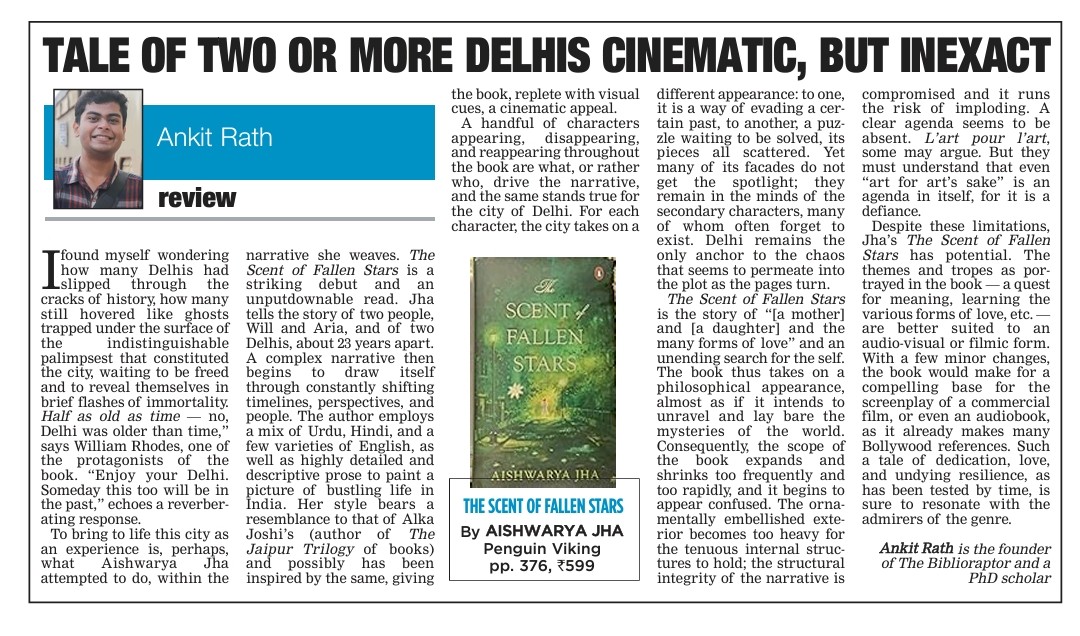 Ankit Rath | ଅଙ୍କିତ ରଥ (@ankit_theo_ox) on Twitter photo On Sunday, my #bookreview of Aishwarya Jha's #TheScentofFallenStars was published in <a href="/TheAsianAgeNews/">The Asian Age</a> Sunday Ed.
Read the whole thing from the link below 👇
asianage.com/books/120524/b…
<a href="/PenguinIndia/">Penguin India</a> On Sunday, my #bookreview of Aishwarya Jha's #TheScentofFallenStars was published in <a href="/TheAsianAgeNews/">The Asian Age</a> Sunday Ed.
Read the whole thing from the link below 👇
asianage.com/books/120524/b…
<a href="/PenguinIndia/">Penguin India</a>