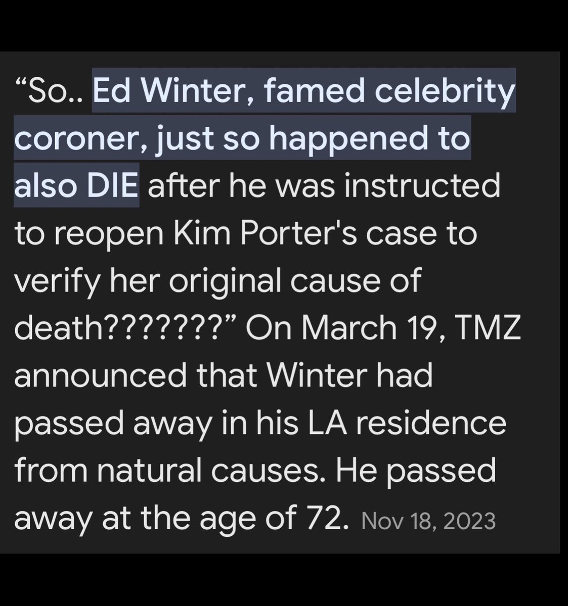 KIM PORTER DID IN FACT TRIED TO CALL 911 @ 2:43 But Kim was found dead @ 11am. AP reported that Porter was found dead in her Los Angeles home after going into cardiac arrest while fighting flu-like symptoms. At the time it still remained unclear how she died. But the story