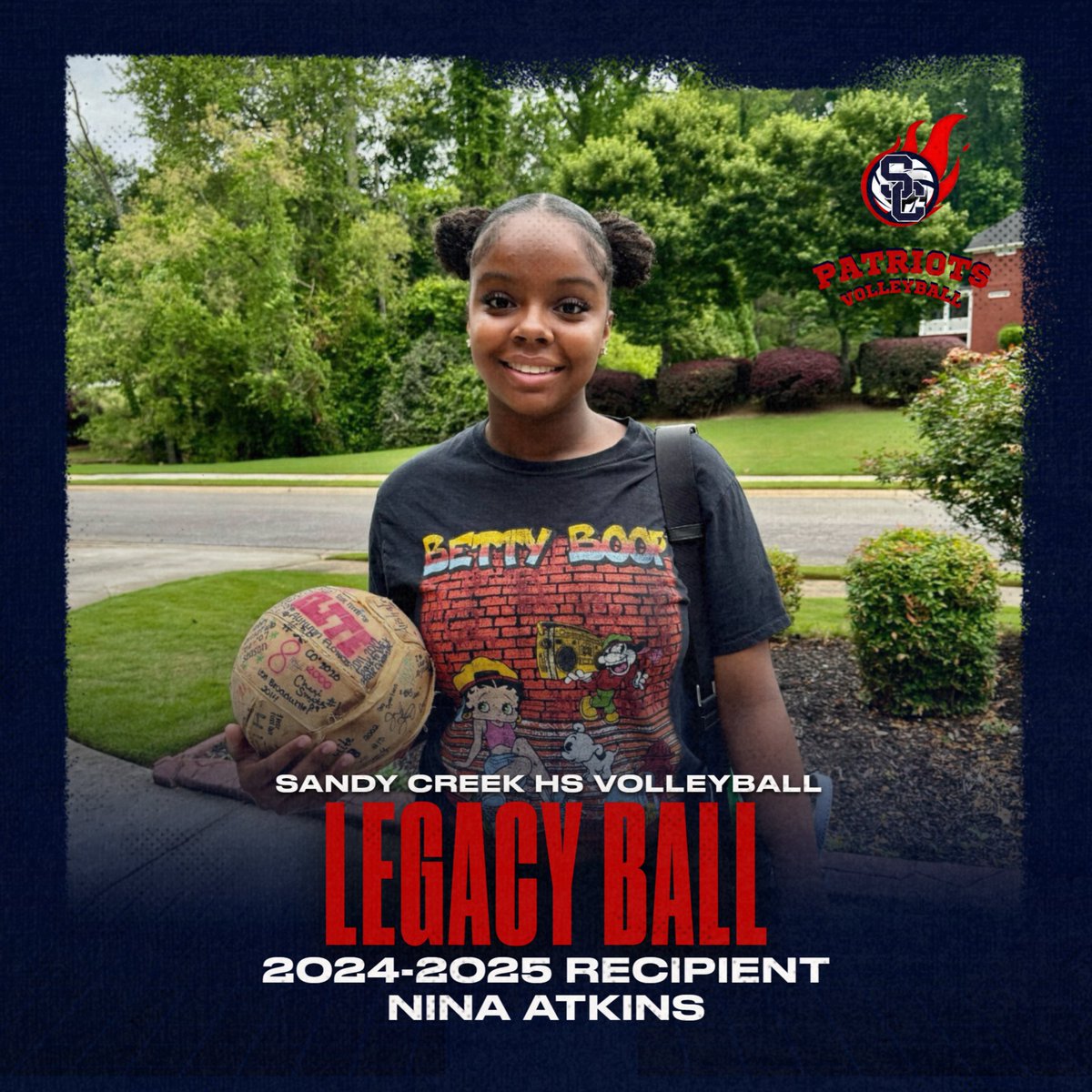 For many years, the SC VB team has cherished the tradition of the Legacy Ball. Each season, a graduating senior passes this symbolic ball to a rising senior. This year, Skye had the honor of presenting the Legacy Ball to Nina for the '24-'25 season. Congrats!