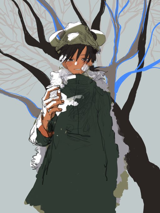 「black eyes green coat」 illustration images(Latest)
