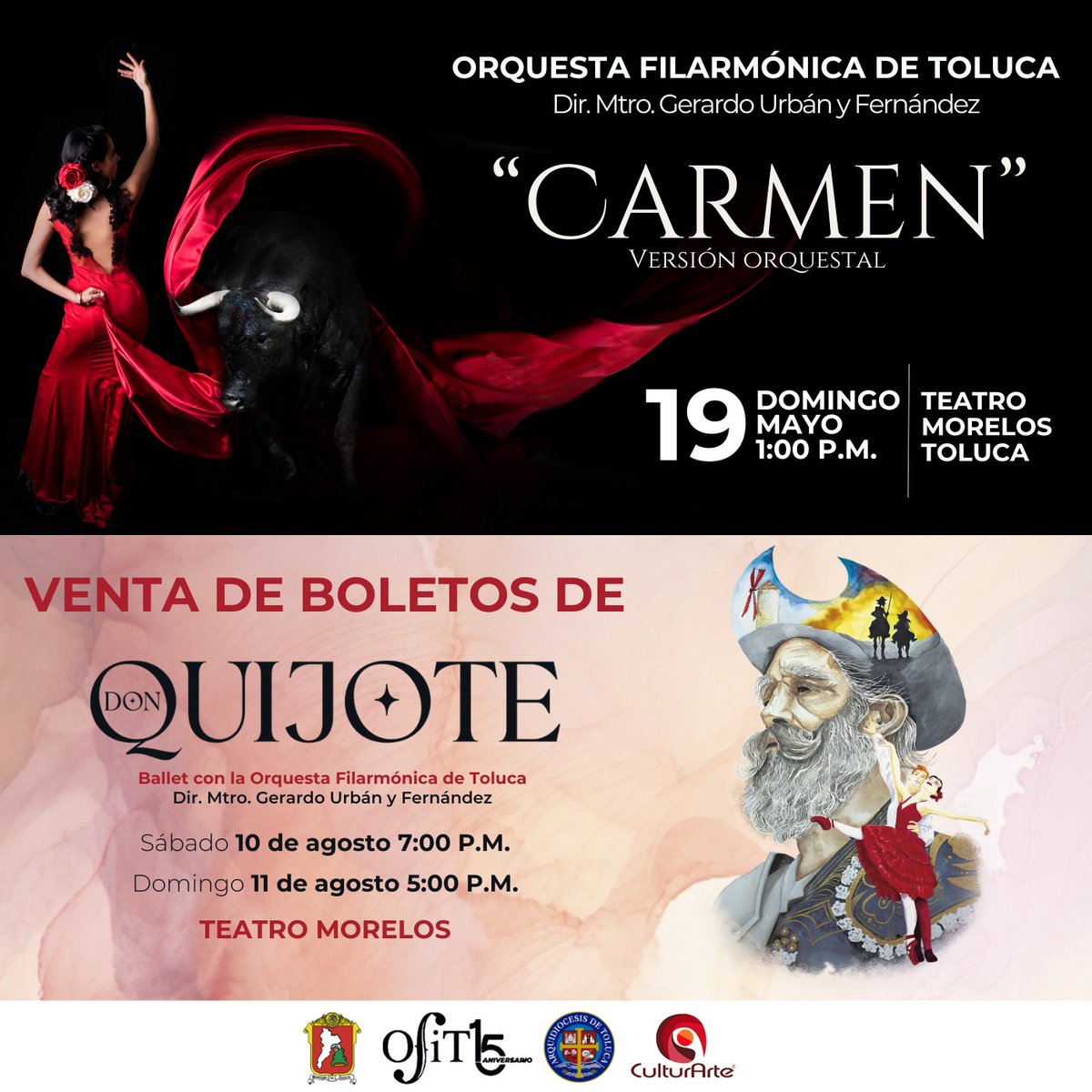 🎶 Este domingo asiste a nuestro concierto dedicado a la música de Georges Bizet "Carmen" y adquiere tus boletos para el extraordinario ballet "Don Quijote", que se presentará en agosto. 🎻💃🏻

📅 DOMINGO 19 de MAYO | ⏰ 1:00 P.M. | 📍 Teatro Morelos | 🎟️ Entrada libre.