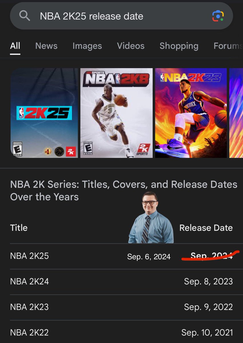 NBA 2K25 will release on Friday September 6th, 2024. (via PACHoopsYT)