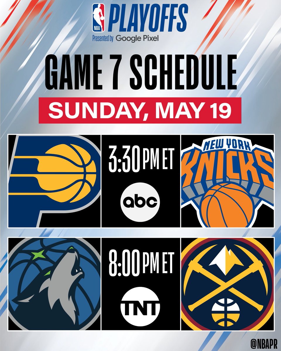 A Sunday of Game 7s... Schedule ⬇️