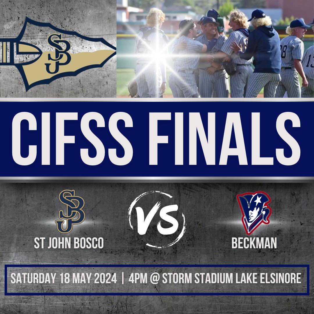 🚨 PLAYOFF GAME DAY 🚨 Bosco Baseball vs Beckman HS for a CIF Championship game on Saturday, May 18 at 4:00pm at Diamond Stadium of Lake Elsinore! Come out and support the Braves! #boscobaseball #stjohnbosco #stjohnboscobaseball #cif #cifsouthernsection