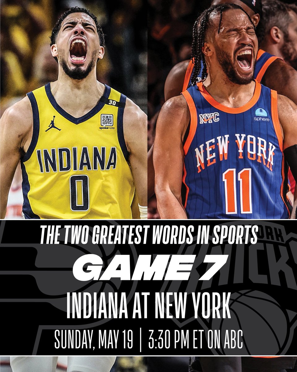 Indiana and New York will play a decisive Game 7 on Sunday with a spot in the Eastern Conference Finals at stake. The teams have split their two previous Game 7s against each other: ▪️1994, Conf. Finals: Knicks 94 - Pacers 90 ▪️1995, Conf. Semifinals: Pacers 97 - Knicks 95