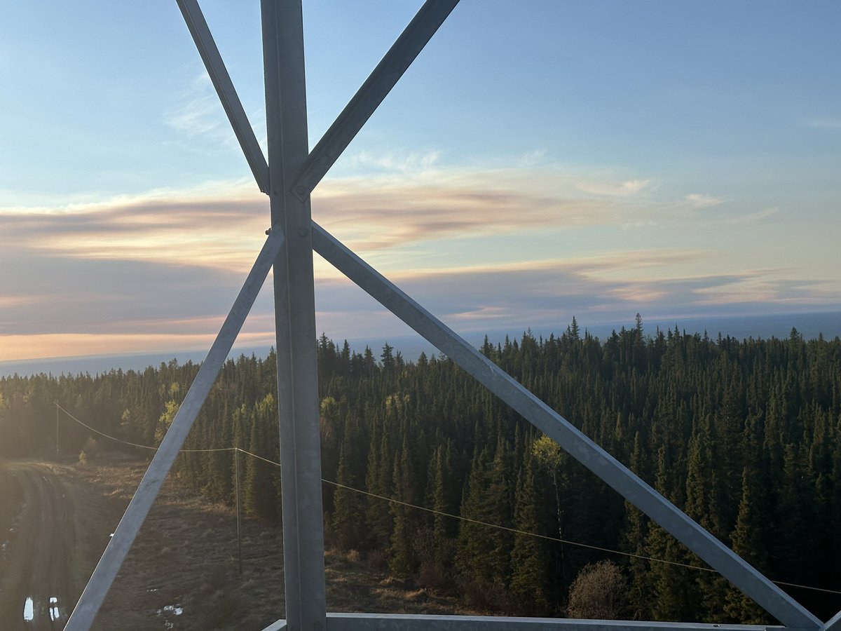 #AlbertaWildfire
#SmokeTracker 

Smoke moving from NWT fires moving towards Zama City NW Alberta .
Photos taken from Watt mountain lookout halfway down the ladder.