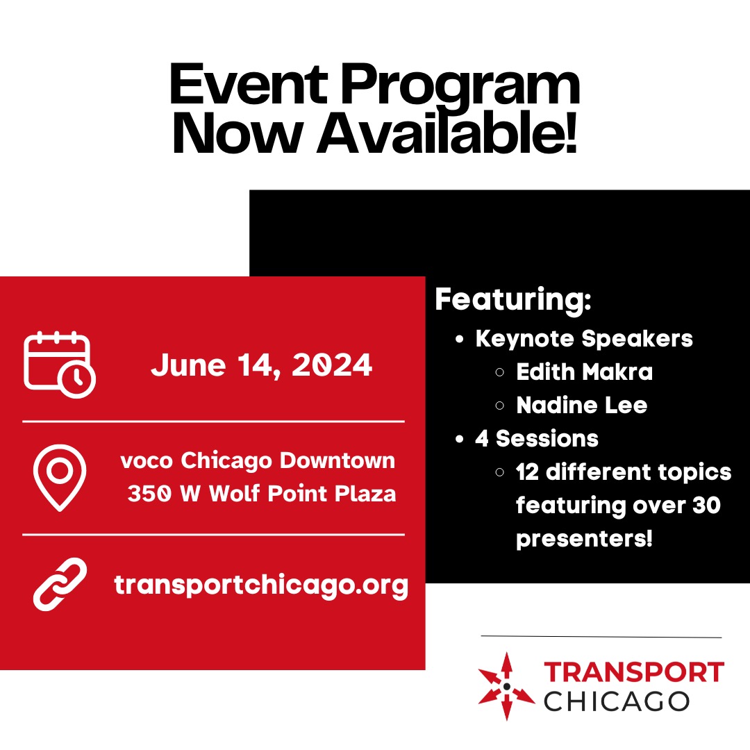 The Transport Chicago 2024 program is available now! Use the link below to see the program. transportchicago.org/tc2024-agenda.…