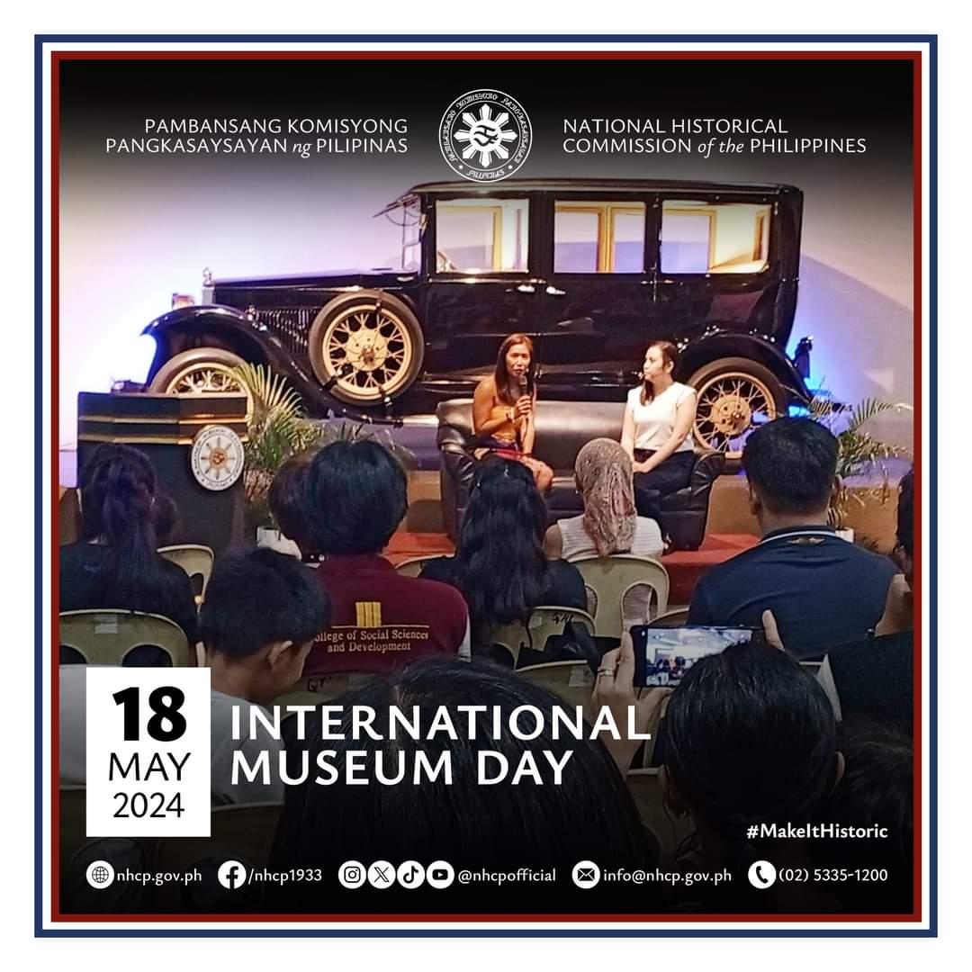 The NHCP celebrates International Museum Day today across its 28 museums across the country! #IMD2024's theme of 'Museums for Education and Research' aligns with our mission of promoting historical knowledge!

Check out our museums via nhcp.gov.ph/museums

#MakeItHistoric