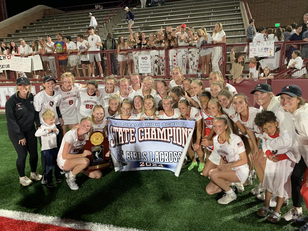 CA Mustangs Girls Lacrosse: State Champions for the 9th straight time! Their 15-2 victory over Fairview in the @CHSAA 5A Girls Lacrosse State Championship secures their continued legacy! #9peat #StateChamps #GoMustangs #OneCA #copreps