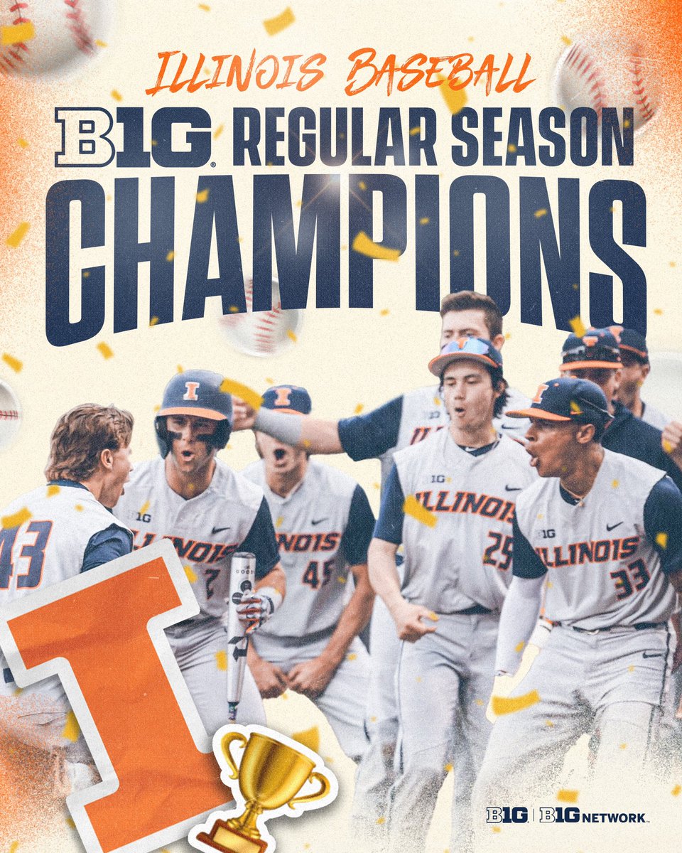 B1G TIME! @IlliniBaseball has officially clinched a share of the 2024 @bigten regular season title. 👏 #B1GBaseball