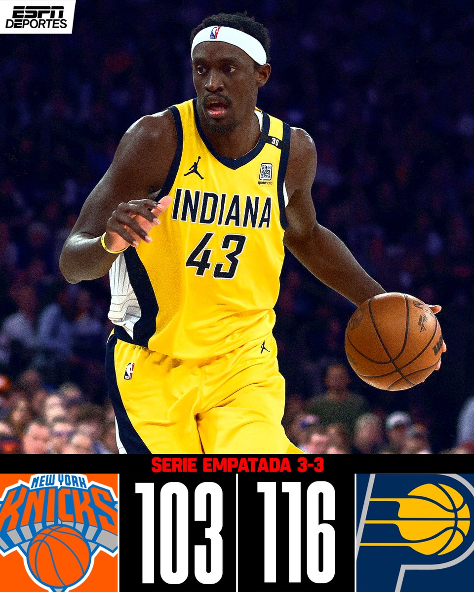 ¡Tenemos juego 7! 🔥 🏀 
Pascal Siakam se lleva la noche y los Pacers han remontado la serie. 👏 

Siakam esta noche: 25 PTS, 7 REB, 5 AST.