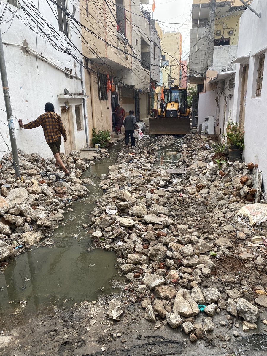 To all the heads of the dept. of ghmc and Hmwssb, look at the pathetic condition of bjr nagar basti residents from past 25 days for laying of cc road.people r finding it very difficult to walk especially women &with the sewerage leakage n stinking smell they r not able to sleep.