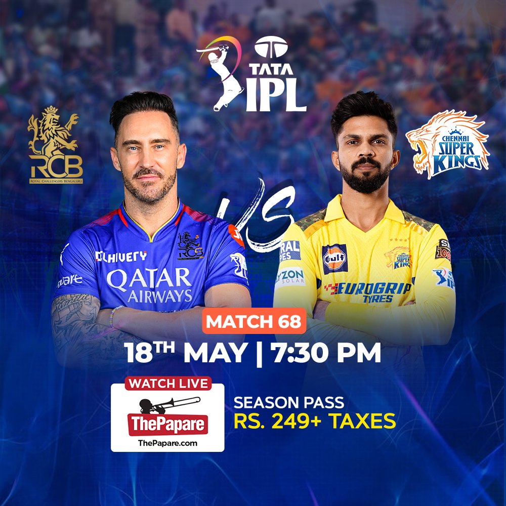 Royal Challengers Bengaluru set to lock horns with Chennai Super Kings in a virtual knockout game in Bengaluru. #IPL #RCBvCSK #ThePapare Watch all the action of IPL 2024 LIVE on ThePapare.com.