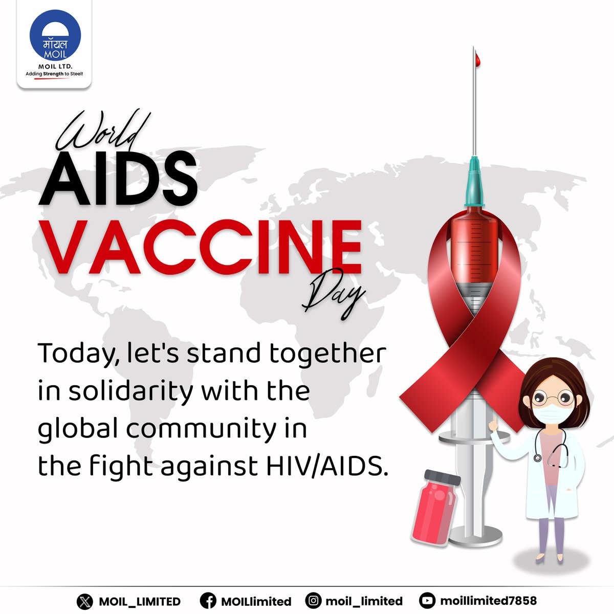 On World AIDS Vaccine Day, we recognize the relentless pursuit of science and the shared hope for a future without HIV/AIDS. #AIDSVaccineDay #MOIL #HarEkKaamDeshKeNaam