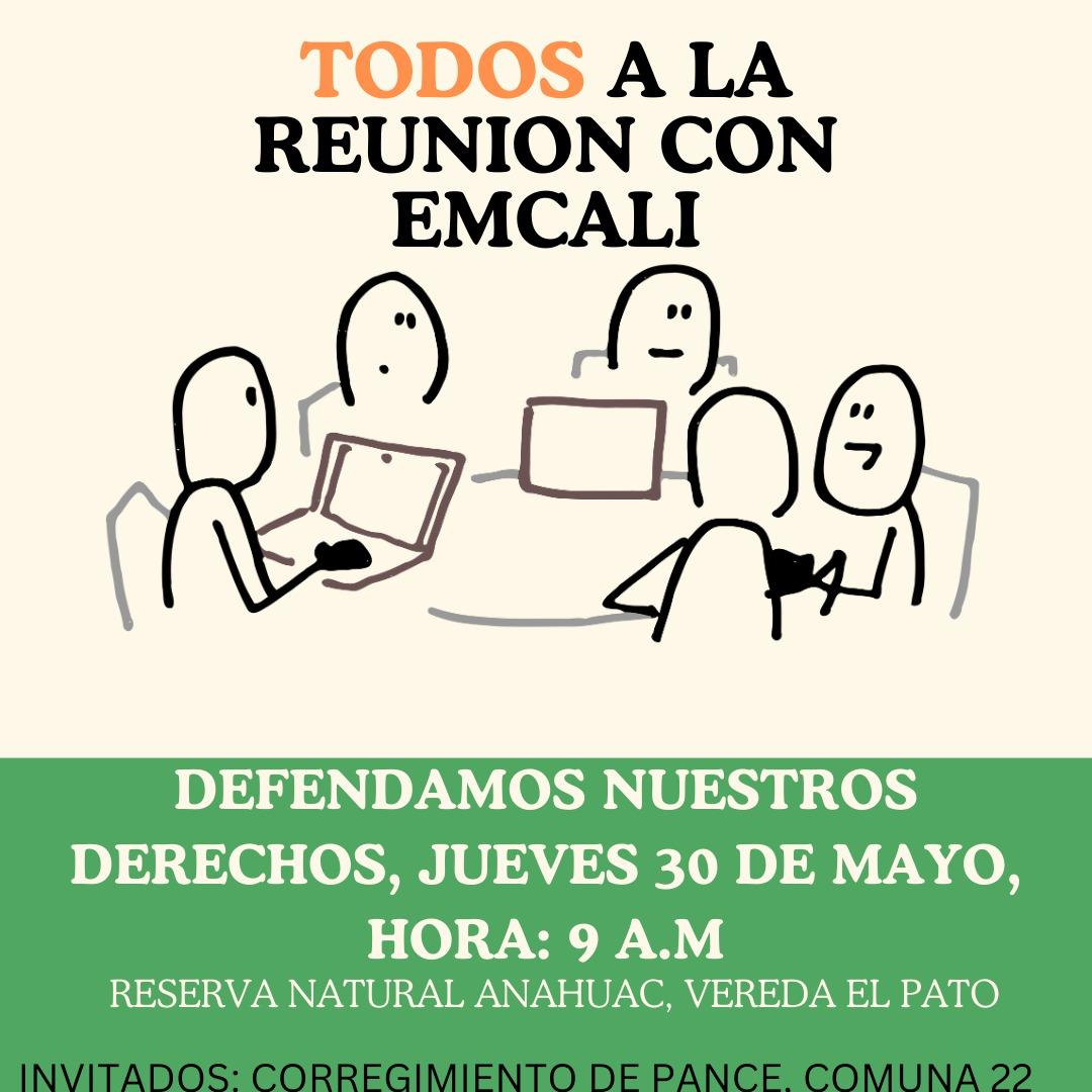 Toda la comunidad invitada a esta importante reunión con Emcali.<a href="/22Comuna/">Comuna 22</a> <a href="/alejoeder/">Alejandro Eder</a> <a href="/BluRadioCo/">BluRadio Colombia</a> <a href="/Caracol_Cali/">Caracol Radio Cali</a> <a href="/ciudadanovalle/">Defensor de Cali</a> <a href="/elpaiscali/">El País Cali 📰</a> <a href="/ELTIEMPO/">EL TIEMPO</a> <a href="/EMCALIoficial/">EMCALI 🇨🇴</a> <a href="/miguelAPalta/">Miguel Àngel Palta</a> <a href="/personeriacali/">Personería de Cali</a> <a href="/PGN_COL/">Procuraduría General de la Nación</a> <a href="/Superservicios/">Superservicios</a> <a href="/SeguridadCali/">Seguridad y Justicia</a> <a href="/AlcaldiaDeCali/">Alcaldía de Cali</a>
