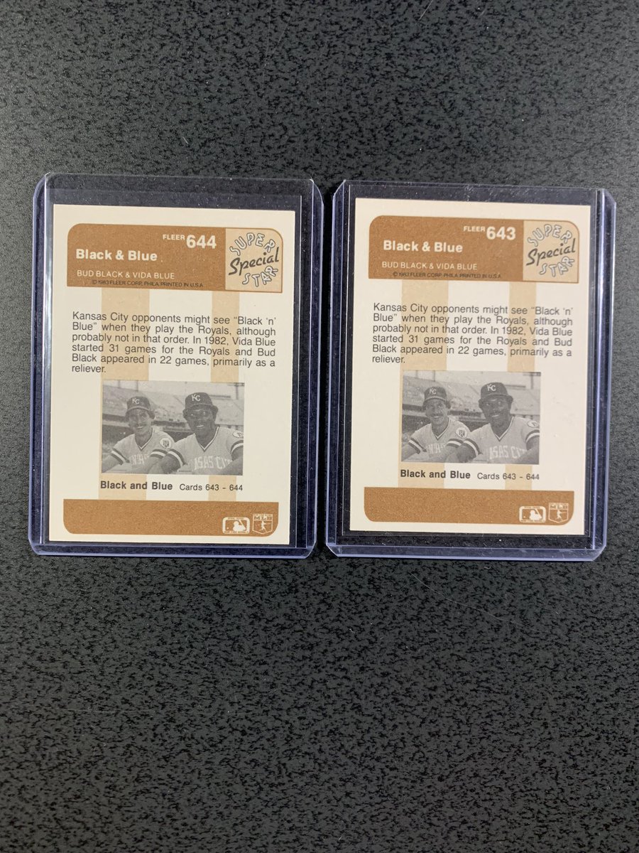 1983 Fleer Super Star Specials #643 & 644 Black & Blue.
@DubMentality @JunkWaxHeroes @RetroCardSnaps @BeisbolCardBlog @Royals #baseballcards