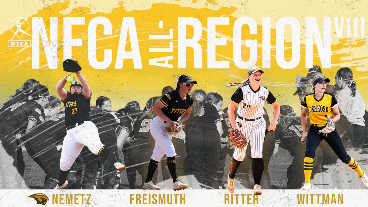 UW-Oshkosh Athletics (@uwoshkoshtitans) on Twitter photo Sydney Nemetz Headlined <a href="/UWOSoftball1/">UW-Oshkosh Softball</a>'s <a href="/NFCAorg/">National Fastpitch Coaches Association</a> All-Region Recognition
Sydney Nemetz's was named First Team🥇
Abby Freismuth earned Second Team🥈
Hannah Ritter & Haylie Wittman received Third Team🥉
📰uwoshkoshtitans.com/sports/sball/2…
#GoldStandard Sydney Nemetz Headlined <a href="/UWOSoftball1/">UW-Oshkosh Softball</a>'s <a href="/NFCAorg/">National Fastpitch Coaches Association</a> All-Region Recognition
Sydney Nemetz's was named First Team🥇
Abby Freismuth earned Second Team🥈
Hannah Ritter & Haylie Wittman received Third Team🥉
📰uwoshkoshtitans.com/sports/sball/2…
#GoldStandard