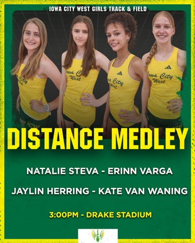 Congratulations to our Distance Medley Relay team. They placed 20th in a time of 4:24.23