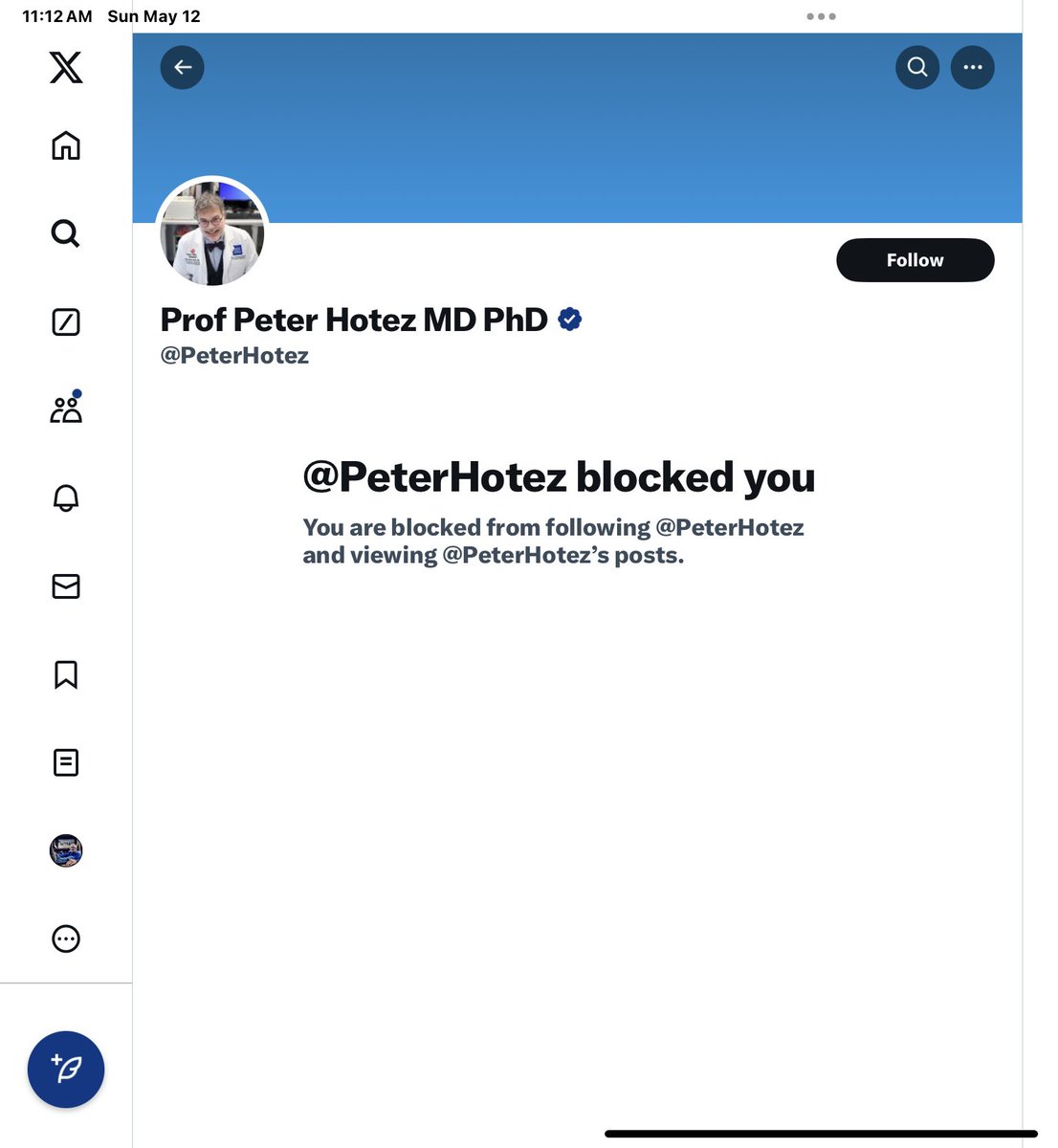For asking questions, I got blocked by the nation’s top COVID scientists.   I got censored, warned and banned by FB and Twitter during COVID.   When did questions and free speech get shunned by science and the press?