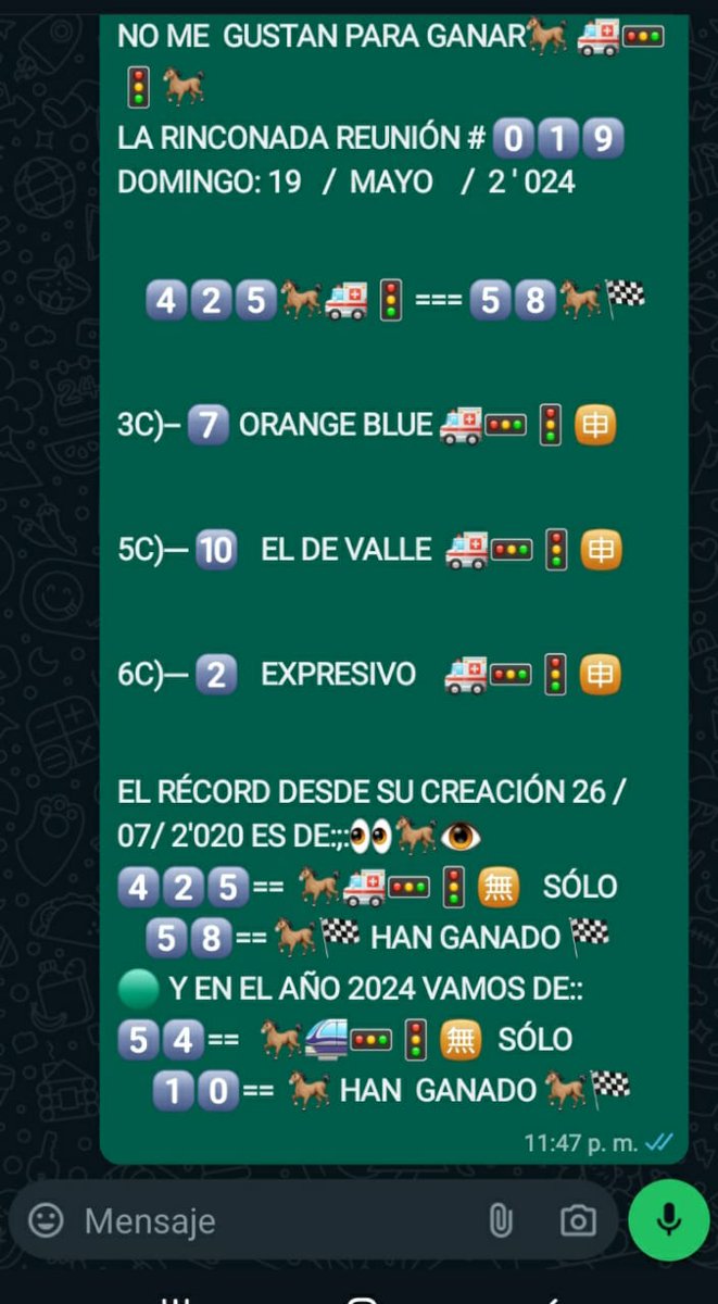#hipismo   #LaRinconada  <a href="/Eliecersangroni/">CARDÓN HÍPICO & LOTERIAS 🌵ELIECER SANGRONIS</a> 
ELIECER SANGRONIS 
🈸️ AQUÍ ESTÁN LOS 
3 ENCHINCHORRADOS 
EJEMPLARES 1ER FAVORITO DE GACETA HÍPICA QUE NO ME GUSTAN PARA GANAR 🚑🚦🈸️
ASÍ VAMOS DESDE SU CREACIÓN 
2.020
4️⃣2️⃣5️⃣🐎🚑🚦SÓLO   5️⃣8️⃣🐎🏁
Y ÉSTE AÑO VAMOS DE 
5️⃣4️⃣🐎🚑=🔟🐎🏁